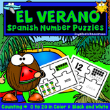 Summer Counting to 20 | Numbers in Spanish Puzzles Math Worksheets | Trace