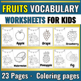 Fruits Coloring Pages For Kids, English Vocabulary Worksheets, Fruits Activity