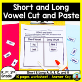 Short Vowel and Long Vowel Cut and Paste Worksheet