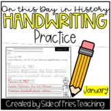 Handwriting Practice Worksheets Monthly: On This Day in History (January)