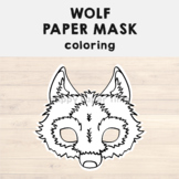 Wolf Paper Mask Printable Woodland Forest Animal Coloring Craft Activity