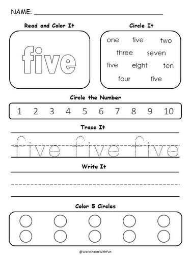 Writing Number Words Worksheets Kindergarten, Number Words to 10 Practice, T-222