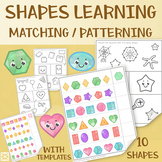 Shape Matching Practice Worksheets, PreK Shape Learning Activity Print Set