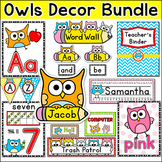 Owl Theme Classroom Decor Pack - Jobs Labels, Word Wall, Teacher's Binder etc