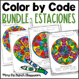 Colorea por CÂ¨Â®digo: Spanish Color by Code Bundle | las estaciones | seasons