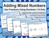 Adding Mixed Numbers | Like Fractions - Non & Regrouping | Digital & Print