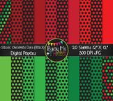 Christmas Digital Papers  Classic Dots on Black Commercial Use Graphics Winter