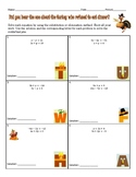 Activity-Systems of Linear Equations- Substitution and Elimination- Thanksgiving
