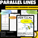 PARALLEL LINES  ANGLE RELATIONSHIPS FOLDABLE CROSSWORD POSTERS WORD SEARCH