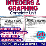 Integers and Graphing Unit - Integers Lesson Notes Guided Practice, & more
