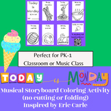PreK-1 Music & Mini Book Coloring Activity: "Today is Monday" Song Lyrics