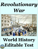 Revolutionary War Test for World History 2 Editable Versions