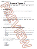 Parts of Speech Worksheets & Review (12 Tests, 240 Questions) 7th-8th Grade ELA