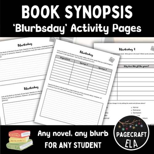 Editable Book Blurb Worksheets For Vocabulary, Editing, And Genre ...