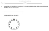Time and Money Practice Math Test