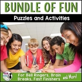Bell Ringers, Early Finishers, Brain Breaks, and Fun Activities Sampler Bundle
