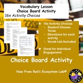 The Role of Fingerprints in Forensics Vocabulary Choice Board Activity Worksheet