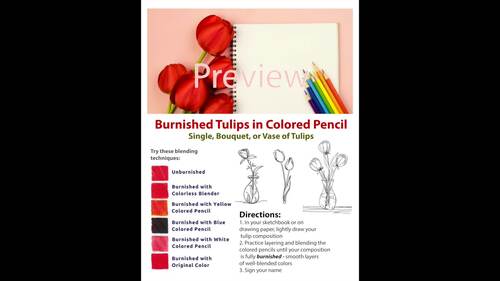 Burnished Tulips in Colored Pencil (Rainbow Reverie Song) BURNISH 10000 Trees