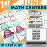 June Math Centers & Activities for 1st Grade - Printable & Digital Math Games