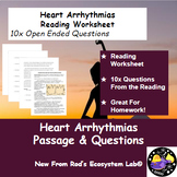 Heart Arrhythmias Reading Worksheet **Editable**