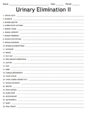 Urinary Elimination II Word Scramble for Fundamentals of Nursing