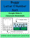Buggy Letter & Number Sort Printable and Google Slides for Distance Learning 