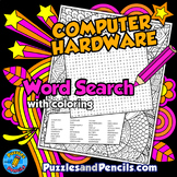 Computer Hardware Word Search Puzzle Activity Page & Coloring | Computer Science