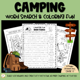 Camping Word Search and Coloring Fun Activities | Summer Camping Worksheets