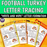 Football Turkey Letter Tracing Strips - PreK Thanksgiving Alphabet Formation