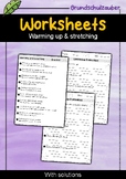 Warming up & stretching | Worksheets with Questions + Answers | English