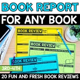 Fiction Nonfiction Book Report Template 3rd 4th 5th Grade Book Review Forms
