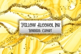 Yellow Alcohol Ink Borders Clipart