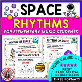 Elementary Music Activities - Rhythm Worksheets - Print & Digital - Space Theme