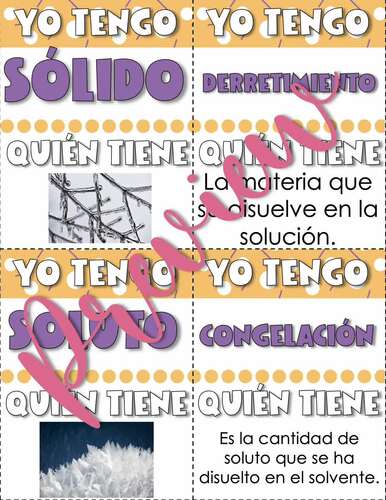 Materia Juego Yo tengo... QuiÂ¨Â¦n tiene para practicar el vocabulario