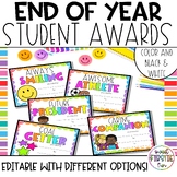 End of the Year Student Awards - Editable | Student Reward Certificates