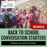 Back to School Conversation Starters First Day Activities Middle & High School