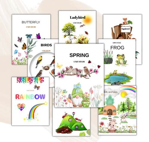 SPRING UNITS BUNDLE, 8 Unit Studies, Printable, Montessori, Homeschool Instant D