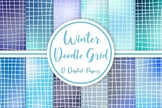 Winter Doodle Grid Background
