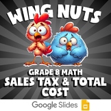 Sales Tax & Total Cost WING NUTS Math Game | No Prep Grade 8 Review