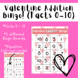 Valentine Bingo! Valentine's Day Bingo Addition Facts 1 - 10