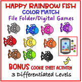 "Happy Rainbow Fish Match" Printable File Folder Activity and Digital Games