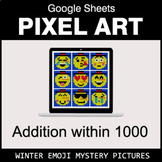 Winter Emoji: Addition within 1000 - Google Sheets Pixel Art