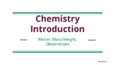 Chemistry: Introduction Unit