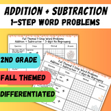 Fall 3-digit Addition and Subtraction Worksheets with 1-Step Word Problems