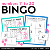 Number Recognition Review Game Teen Numbers 11 to 30 BINGO - Numbers 1 to 20