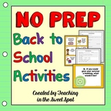 Back to School Activities No Prep Upper Elementary, Middle School, & High School