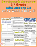 Benchmark Advance 3rd Grade Unit 2 Week 3 (Mini-Lessons 7,8)