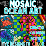 Mosaic Ocean & Sea Life Coloring Pages! Ocean & Sea Life Coloring Art Activity!