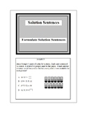 Math Problem Solving-Formulate Solution Sentences 1