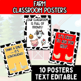 Farm Classroom Posters  l 10 Editable Down on The Farm Themed Class Posters